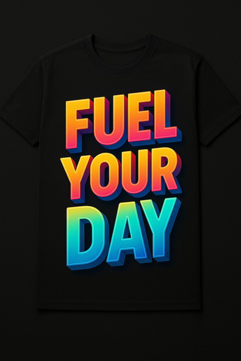 TacoTypo 3D Typography T-Shirt: 'Fuel Your Day' Neon Matrix