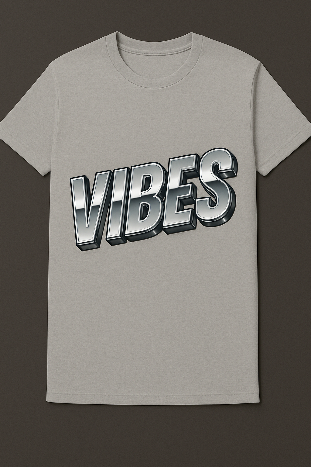 TacoTypo 3D Typography T-Shirt: 'VIBES' Chrome Render