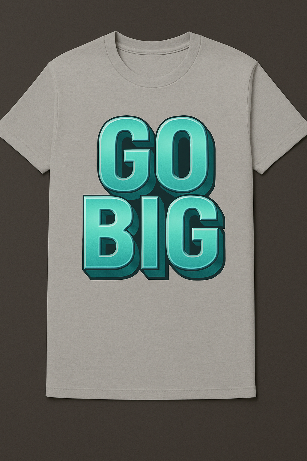 TacoTypo 3D Typography T-Shirt: 'GO BIG' - Cyan Bevel