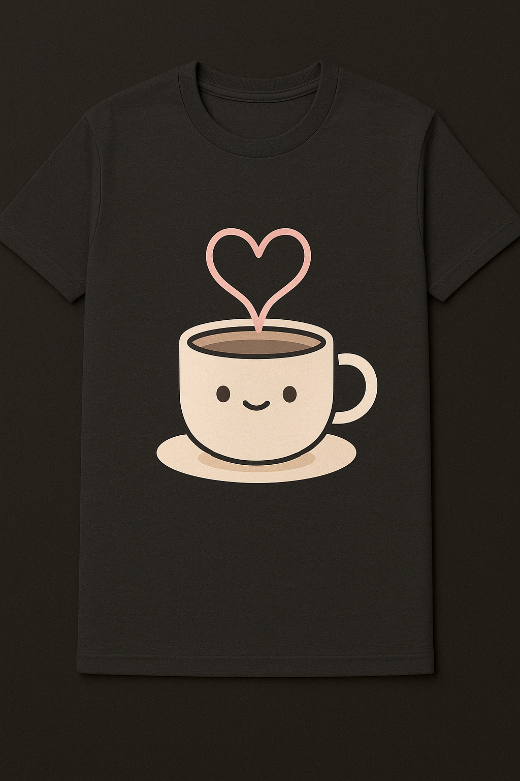 TacoTypo Food Art T-Shirt: Neon Coffee Cup Heartbeat