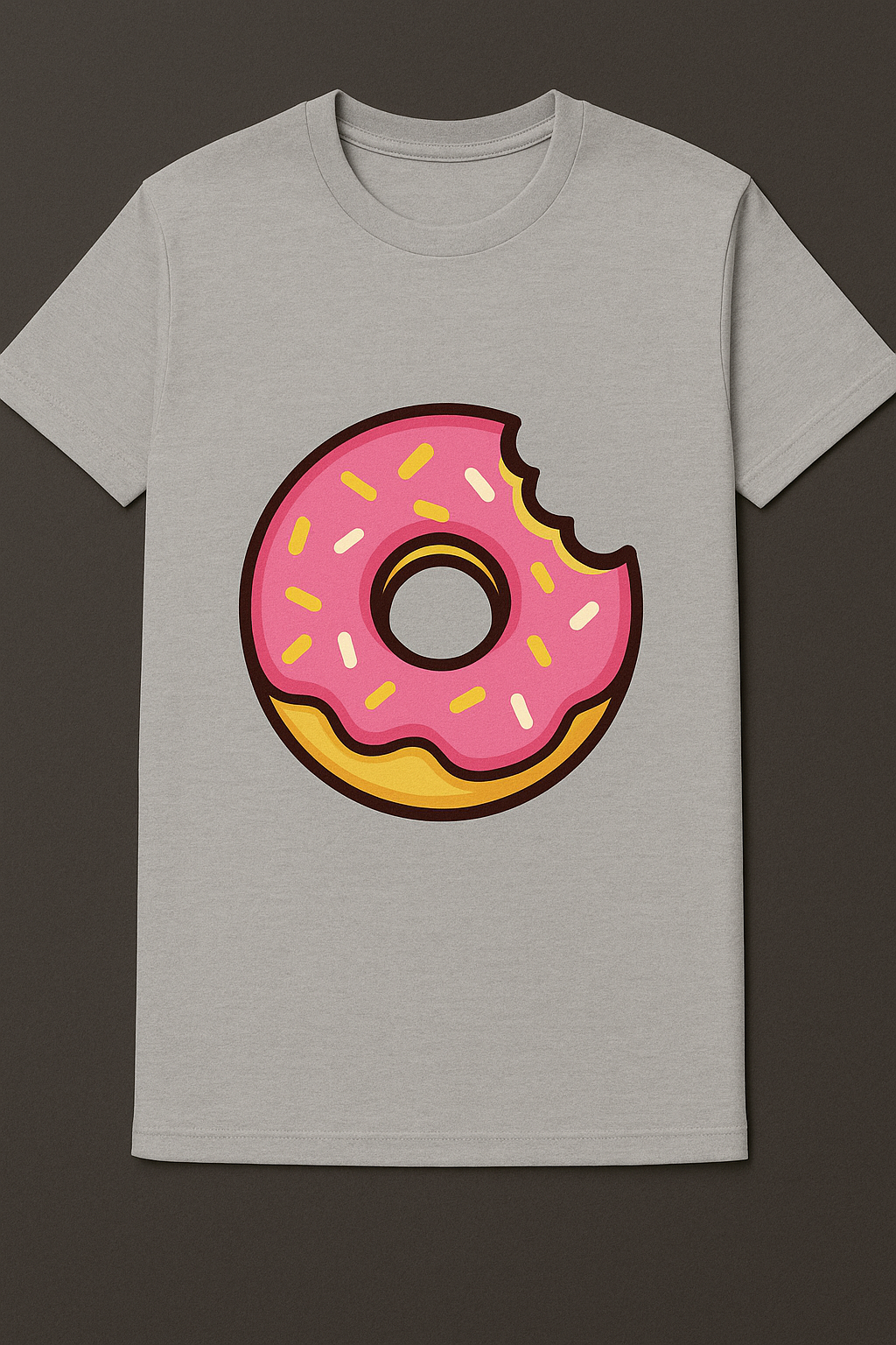 TacoTypo Food Art T-Shirt: Donut with Bite and Sprinkles - Cyber Glitch