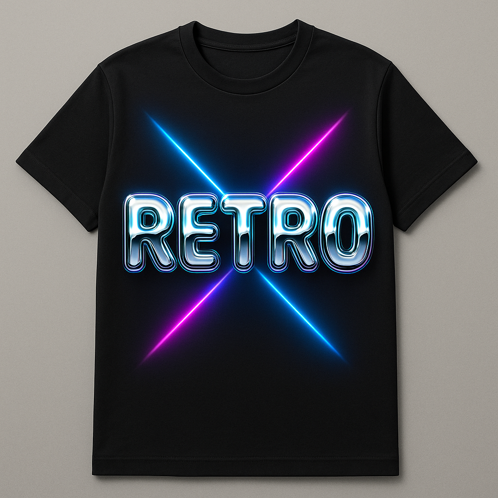 TacoTypo Retro Y2K T-Shirt: 'RETRO' Chrome Bubble Letters